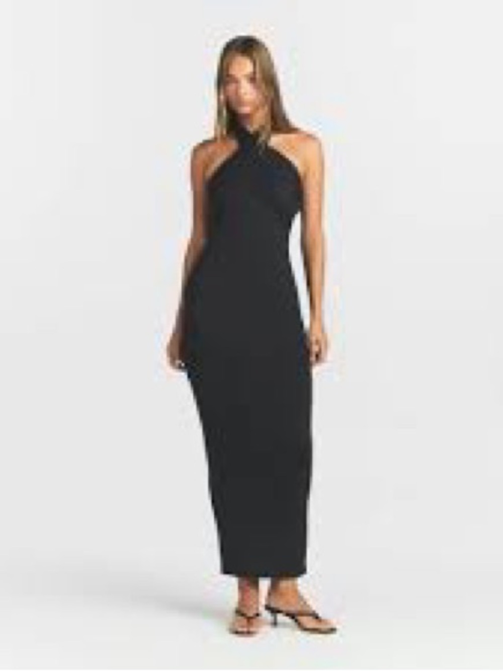 Skims smooth layers Convertible Long Dress,color obsidian